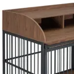 44'' Heavy Duty Large Dog Crate Furniture for Large Medium Dog with Lockable Wheels, Wooden Dog Crate Dog Kennel, End Table Crate with Double layer storage, Brown
