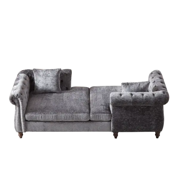 81-inch Chenille Face-to-face Chaise Lounge with Two Pillows,Nailhead trim,Button Tufted Design and Rolled Arms for Lounge, Living room and Office