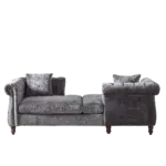 81-inch Chenille Face-to-face Chaise Lounge with Two Pillows,Nailhead trim,Button Tufted Design and Rolled Arms for Lounge, Living room and Office
