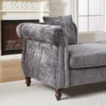 81-inch Chenille Face-to-face Chaise Lounge with Two Pillows,Nailhead trim,Button Tufted Design and Rolled Arms for Lounge, Living room and Office