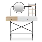 40" Makeup Vanity Desk with 3-Mode Lighted Mirror & Wireless Charging Station , Vanity Table with Drawer & 3 Open Shelves for Ample Storage Space, Dressing Table for Bedroom, White