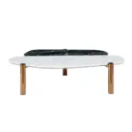 Faux Marble Coffee Tables Accent Tea Tables with Gold Metal Foot for Living Room Home Office