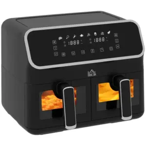 Dual Air Fryer, 8L Family Size Double Air Fryer Oven w/ 8-In-1 Presets, Smart Finish, Digital Display, Visual Window, Timer for Oil | HOMCOM