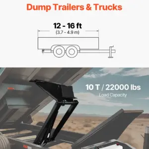 VEVOR Hydraulic Dump Lift Kit, 22,000 lb/10 T Dump Trailer Hydraulic Scissor Hoist Kit Standard Kit, Hydraulic Dump Bed Kit with 12V Hydraulic Pump Unit Suitable for Scissor Lift Dump Trailers Trucks