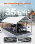 VEVOR Heavy Duty Metal Carport, 13' x 26' Outdoor Carport with Galvanized Steel Frame & Roof, Car Tent Garage Shade with Removable Sidewalls, Multi-Use Car Shelter for Pickup, Boat, Car & Tractors