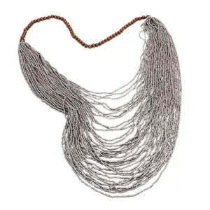 Wooden Gray Bead Necklace