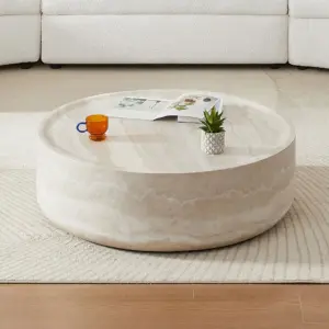 31.49'' Faux MARS Pattern Coffee Tables for Living Room Round Tea table for Living Room, No Need Assembly.
