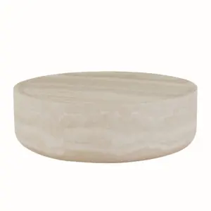 39.37'' Faux MARS Pattern Coffee Tables for Living Room Round Tea Faux Travertine Textured table for Living Room, No Need Assembly.