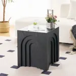 15.74'' Square Side Table Small Coffee Table Accent Table Bedside Table for Living Room Bedroom,BLACK