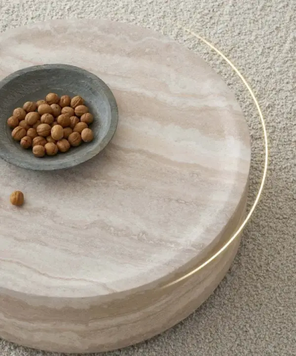 39.37'' Faux MARS Pattern Coffee Tables for Living Room Round Tea Faux Travertine Textured table for Living Room, No Need Assembly.