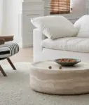 39.37'' Faux MARS Pattern Coffee Tables for Living Room Round Tea Faux Travertine Textured table for Living Room, No Need Assembly.
