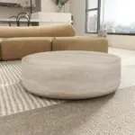 31.49'' Faux MARS Pattern Coffee Tables for Living Room Round Tea table for Living Room, No Need Assembly.