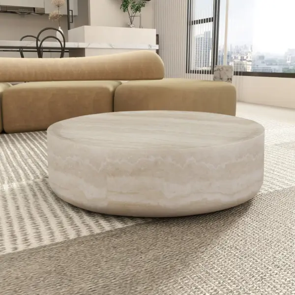 31.49'' Faux MARS Pattern Coffee Tables for Living Room Round Tea table for Living Room, No Need Assembly.