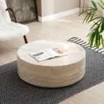31.49'' Faux MARS Pattern Coffee Tables for Living Room Round Tea table for Living Room, No Need Assembly.