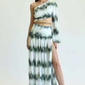 Coloma - One-shoulder Bishop Sleeve Dress