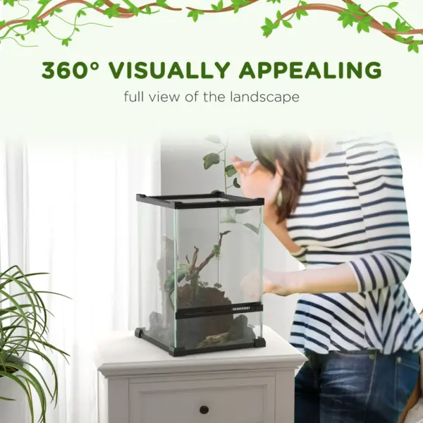 12L Vivarium for Lizards Frogs Snakes Turtles Tortoises w/ Anti Escape Design, Ventilation | PawHut