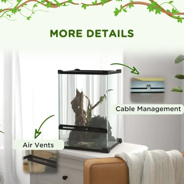 12L Vivarium for Lizards Frogs Snakes Turtles Tortoises w/ Anti Escape Design, Ventilation | PawHut
