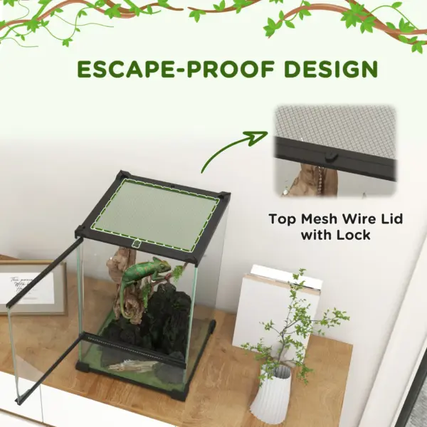12L Vivarium for Lizards Frogs Snakes Turtles Tortoises w/ Anti Escape Design, Ventilation | PawHut
