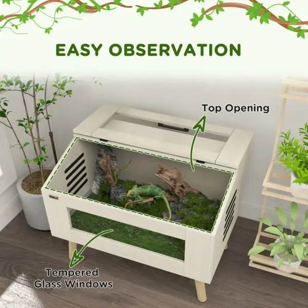 111L Vivarium for Snakes, Lizards, Horned Frogs, Chameleons, Hamsters, Gerbils with Tempered Glass Windows | PawHut