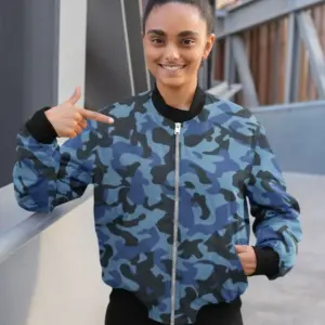 Blue Camo Bomber Jacket