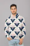 Blue gold and pink triangles pattern Poster (2) UNISEX Sublimation Hoodie