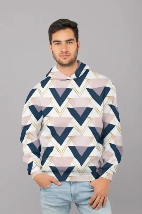 Blue gold and pink triangles pattern Poster (2) UNISEX Sublimation Hoodie