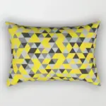 Gray & Yellow Triangle Rectangle Pillow