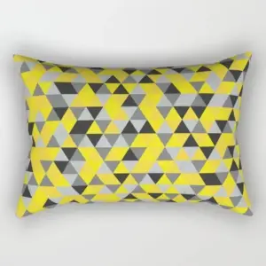 Gray & Yellow Triangle Rectangle Pillow