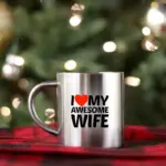 I Heart Love My Awesome Wife Gold & Silver Mug