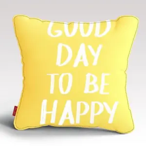 Its a good day to be happy yellow prints Cushion/Pillow