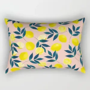 Lemon Floral Rectangle Pillow