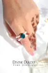"Ocean Secret" | 3 Shades Blue CZ Freshwater Pearl Rings