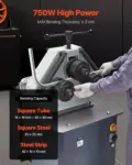 VEVOR 750W Electric Roll Bending Machine, 3-Roller Electric Pipe Bender Machine with 180 Maximum Bending Angle & Reversible Foot Switch, Support Horizontal/Vertical Operation (220V 60Hz 3-Phase)