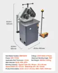 VEVOR 750W Electric Roll Bending Machine, 3-Roller Electric Pipe Bender Machine with 180 Maximum Bending Angle & Reversible Foot Switch, Support Horizontal/Vertical Operation (220V 60Hz 3-Phase)