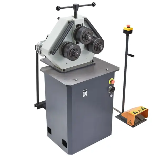 VEVOR 750W Electric Roll Bending Machine, 3-Roller Electric Pipe Bender Machine with 180 Maximum Bending Angle & Reversible Foot Switch, Support Horizontal/Vertical Operation (220V 60Hz 3-Phase)