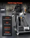 VEVOR Electric Tube Bending Machine, 750W Electric Tubing Bender with 6L Hydraulic Cylinder, Movable Pipe Bender Machine with Casters, 3 Dies & 180 Max Bending Angle, Suitable for 3/4 to 2 inch Pipes