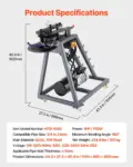 VEVOR Electric Tube Bending Machine, 750W Electric Tubing Bender with 6L Hydraulic Cylinder, Movable Pipe Bender Machine with Casters, 3 Dies & 180 Max Bending Angle, Suitable for 3/4 to 2 inch Pipes