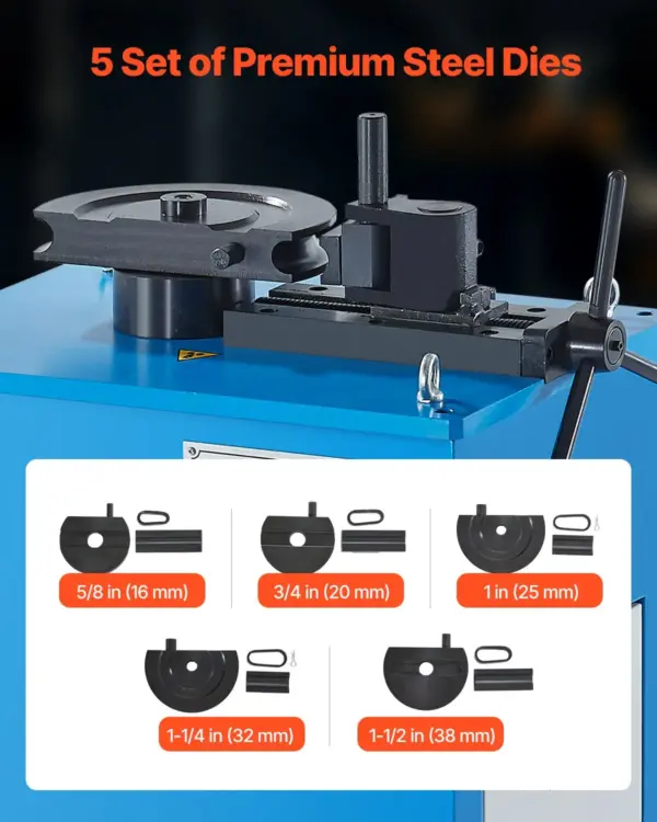VEVOR Electric Tube Bending Machine, 1.5 KW Electric Tube Bender for 5/8 to 1-1/2 inch Pipes, Pipe Bender Machine with 5 Set Dies, Manual & Auto Modes and 180 Max Bending Angle (220V 60Hz 3-Phase)