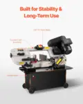 VEVOR Metal Horizontal Band Saw, 7 x 12 in Rectangular Cutting Capacity, 110/220V Metal Vertical Cutting Bandsaw with 1.1 kW Motor, 0-45 Angle Adjustment, Variable Speed, for Metal, Wood, and Plastic