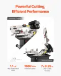 VEVOR Metal Horizontal Band Saw, 7 x 8.25 in Rectangular Cutting Capacity, 110/220V Vertical Cutting Bandsaw with 1.1 kW Motor, 0-45 Angle Adjustment, Variable Speed, for Metal, Wood, and Plastic