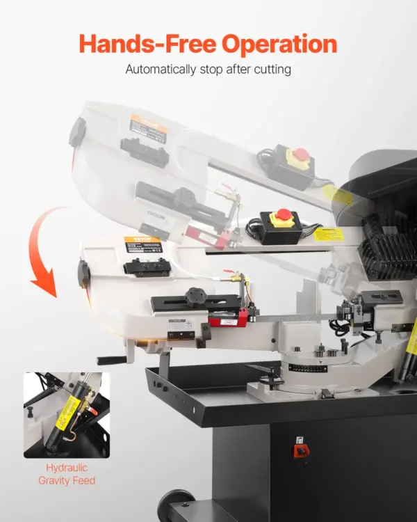 VEVOR Metal Horizontal Band Saw, 7 x 8.25 in Rectangular Cutting Capacity, 110/220V Vertical Cutting Bandsaw with 1.1 kW Motor, 0-45 Angle Adjustment, Variable Speed, for Metal, Wood, and Plastic