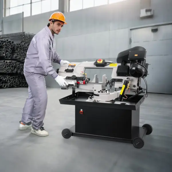 VEVOR Metal Horizontal Band Saw, 7 x 8.25 in Rectangular Cutting Capacity, 110/220V Vertical Cutting Bandsaw with 1.1 kW Motor, 0-45 Angle Adjustment, Variable Speed, for Metal, Wood, and Plastic