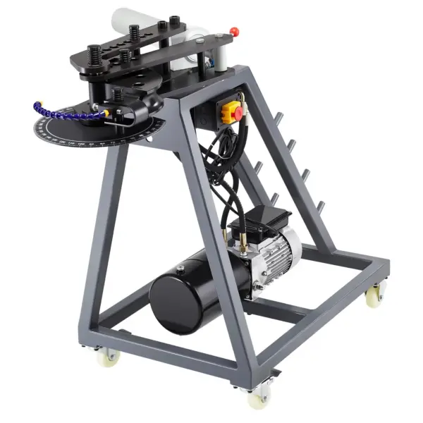 VEVOR Electric Tube Bending Machine, 750W Electric Tubing Bender with 6L Hydraulic Cylinder, Movable Pipe Bender Machine with Casters, 3 Dies & 180 Max Bending Angle, Suitable for 3/4 to 2 inch Pipes