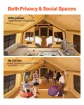 VEVOR Inflatable Tents for Camping, 8-12 Person Easy Setup Blow up Tent with Hand Pump, 4 Season Luxury Glamping Tent with 2 Skylights, Canopy, Stove Jack, 2 Doors & Mesh Windows (Include Storage Bag)