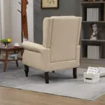 Wood Frame Armchair, Modern Accent Chair Lounge Chair with Sturdy Wood Legs for Living Room Bedroom (Camel PU)