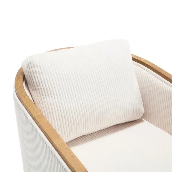 Corduroy Swivel Barrel Chair, Comfortable Accent Sofa Chair for Living Room, 360 Degree Swivel Barrel Club Chair, Leisure Arm Chair for Nursery, Hotel, Bedroom, Office, Lounge (Beige)