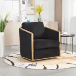 Corduroy Swivel Barrel Chair, Comfortable Accent Sofa Chair for Living Room, 360 Degree Swivel Barrel Club Chair, Leisure Arm Chair for Nursery, Hotel, Bedroom, Office, Lounge (Black)