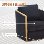 Corduroy Swivel Barrel Chair, Comfortable Accent Sofa Chair for Living Room, 360 Degree Swivel Barrel Club Chair, Leisure Arm Chair for Nursery, Hotel, Bedroom, Office, Lounge (Black)