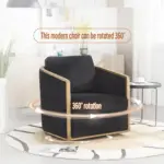 Corduroy Swivel Barrel Chair, Comfortable Accent Sofa Chair for Living Room, 360 Degree Swivel Barrel Club Chair, Leisure Arm Chair for Nursery, Hotel, Bedroom, Office, Lounge (Black)