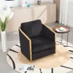 Corduroy Swivel Barrel Chair, Comfortable Accent Sofa Chair for Living Room, 360 Degree Swivel Barrel Club Chair, Leisure Arm Chair for Nursery, Hotel, Bedroom, Office, Lounge (Black)